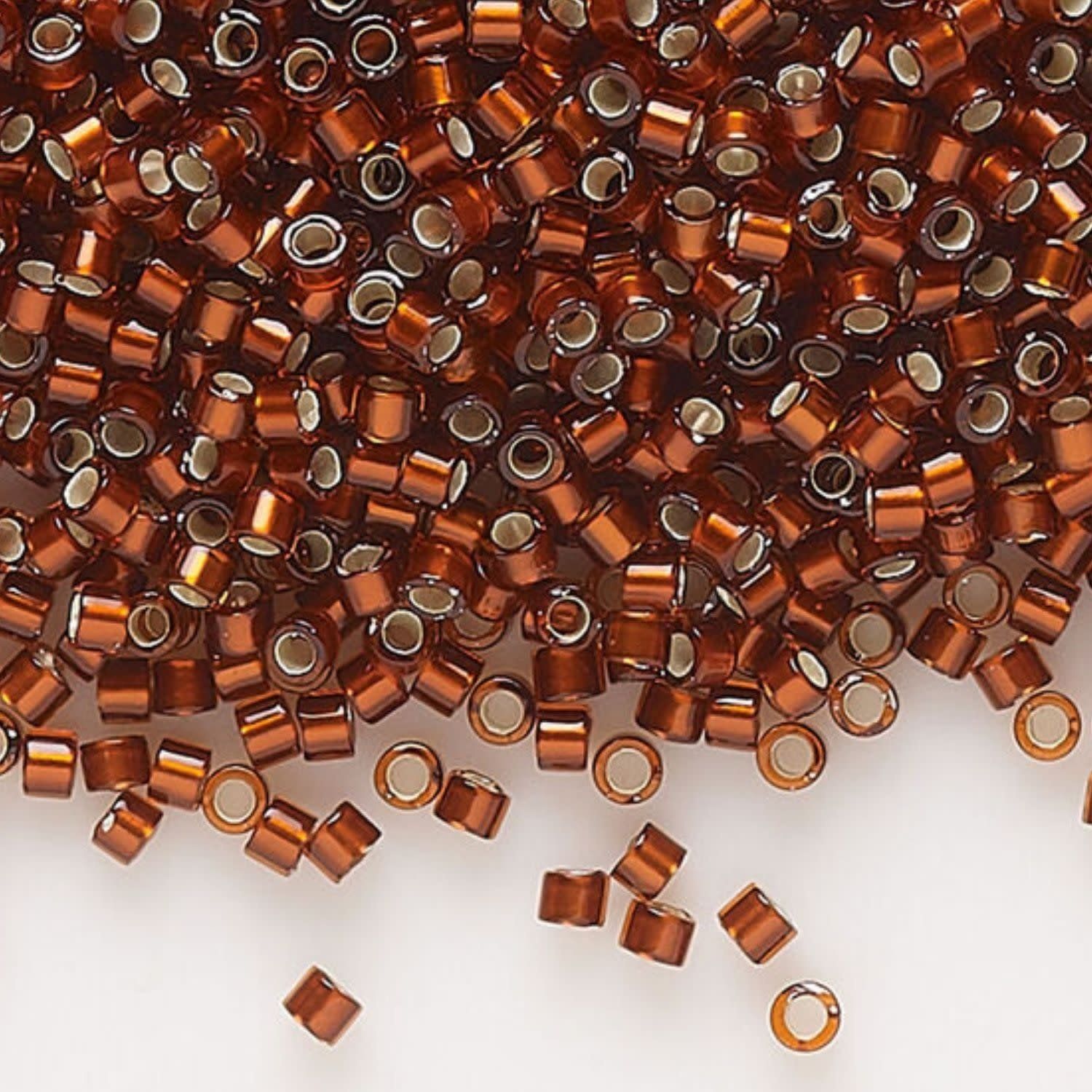 #11 Delica Seed Beads, Silver Lined Glazed Dark Topaz, DB1683-TB, Approx 1440 Beads, 1 two inch tube, 7.2 grams
