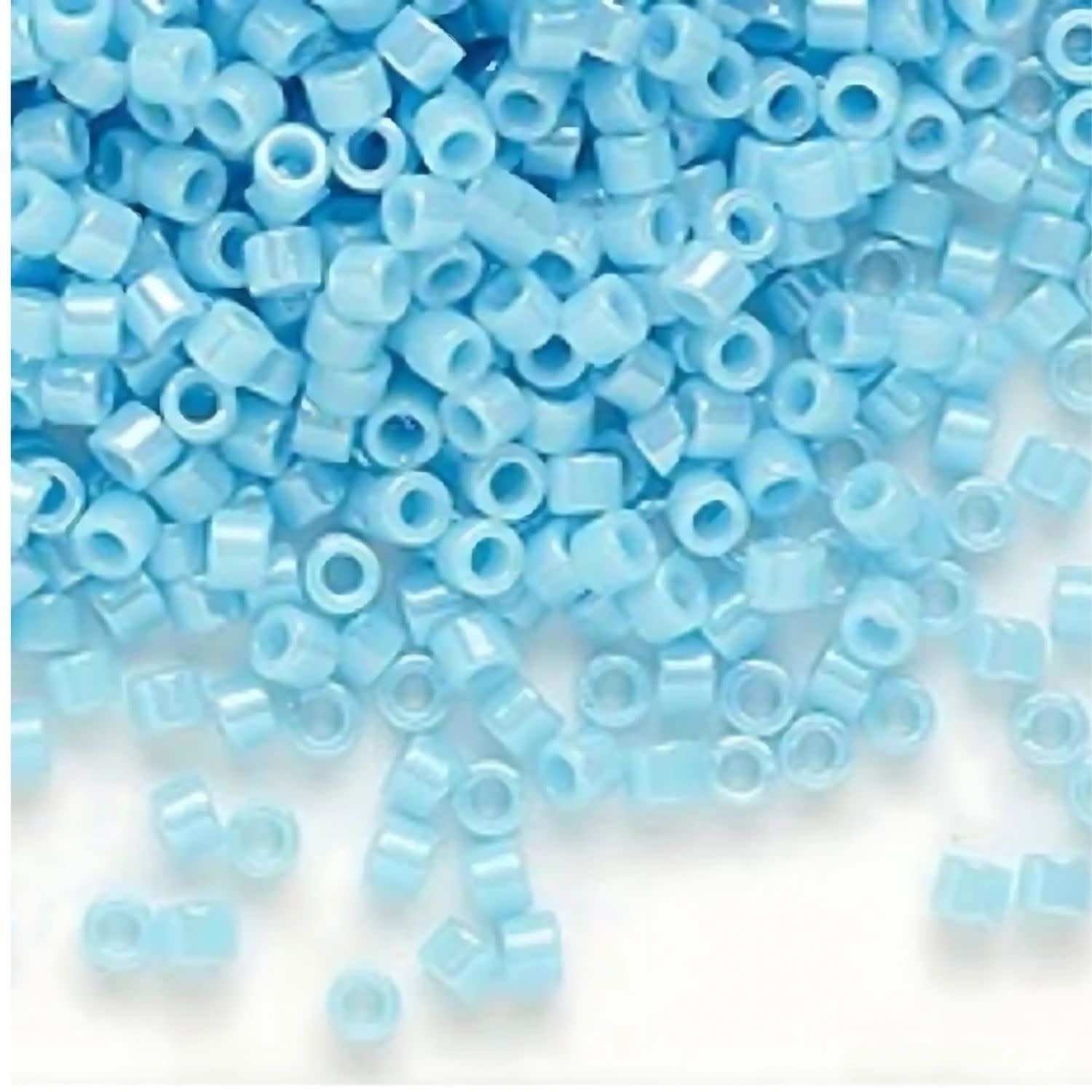 #11 Delica Seed Beads, Opaque Luster Sky Blue Ab/Rainbow, DB215-TB, Approx 1440 Beads, 1 two inch tube, 7.2 grams