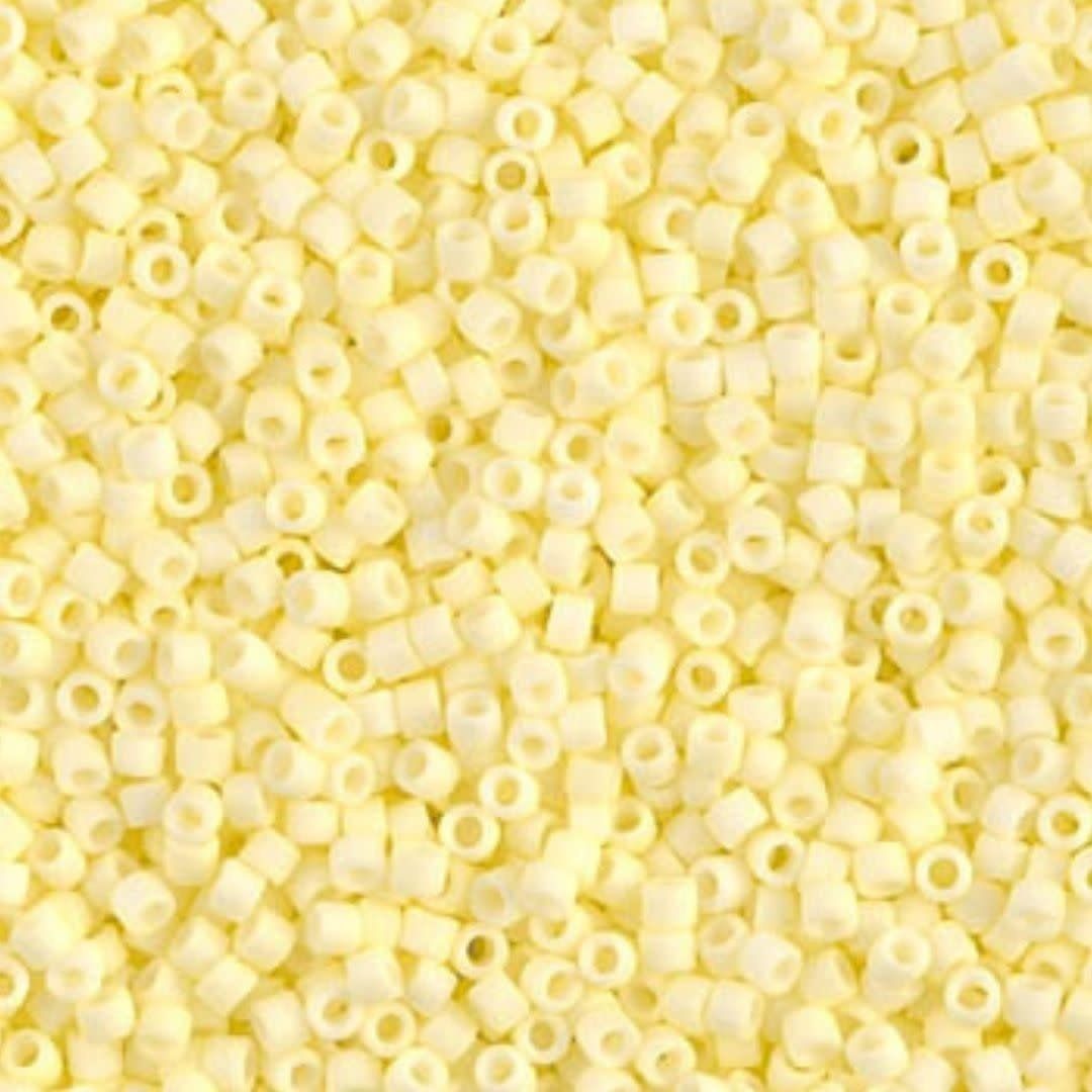 #11 Delica Seed Beads, Matte Opaque Pale Yellow, DB1511-TB, Approx 1440 Beads, 1 two inch tube, 7.2 grams