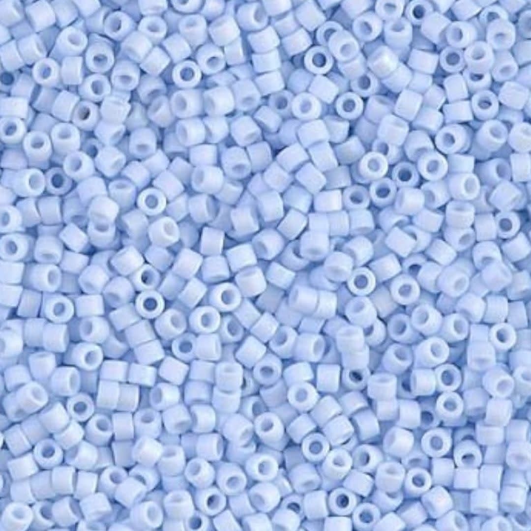 #11 Delica Seed Beads, Matte Opaque Light Sky Blue Ab/Rainbow, DB1527-TB, Approx 1440 Beads, 1 two inch tube, 7.2 grams