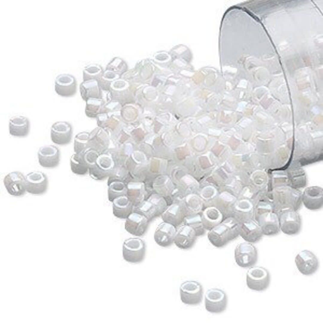 #11 Delica Seed Beads, Opaque Rainbow Pearl White, DB202-TB, Approx 1440 Beads, 1 two inch tube, 7.2 grams
