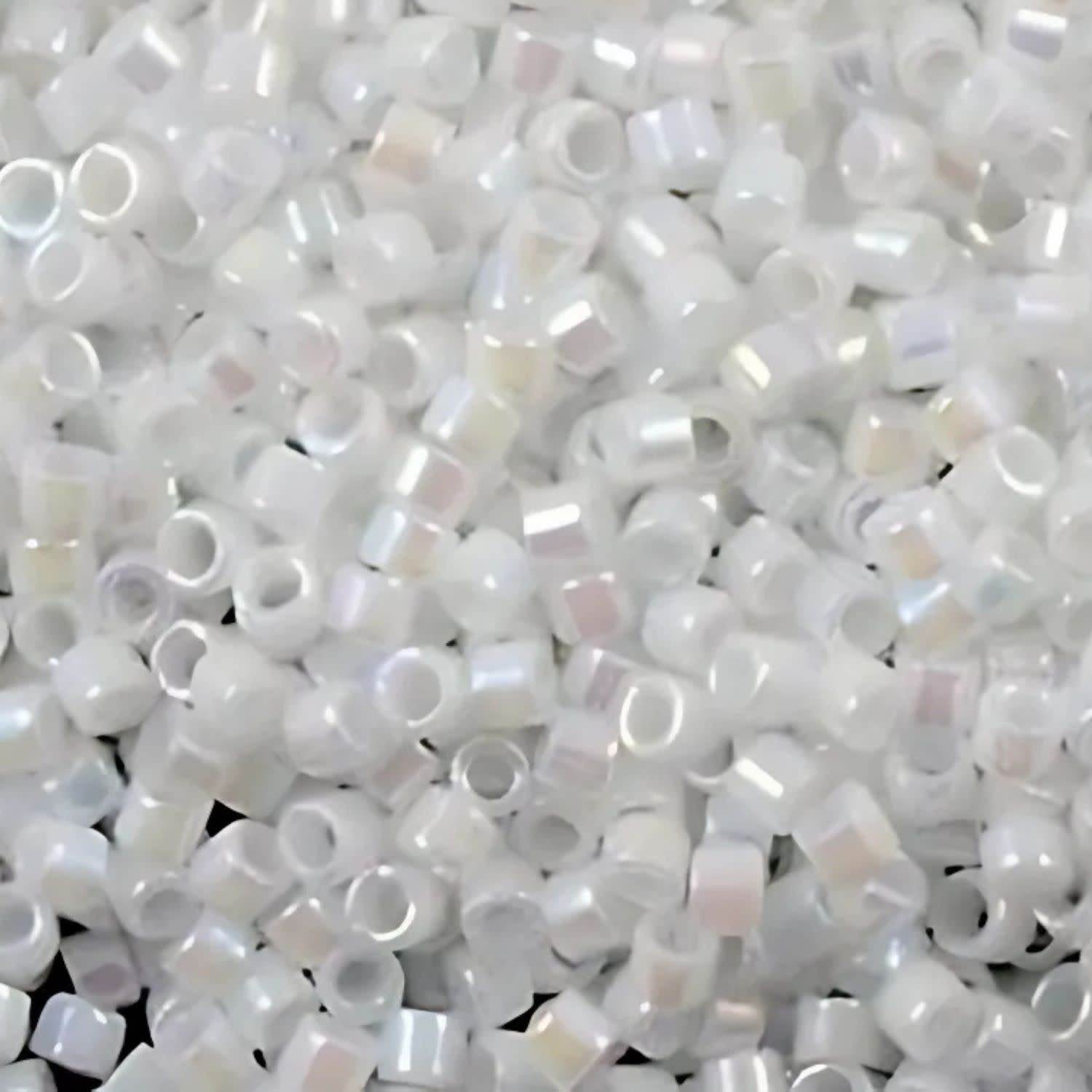 #11 Delica Seed Beads, Opaque Rainbow Pearl White, DB202-TB, Approx 1440 Beads, 1 two inch tube, 7.2 grams