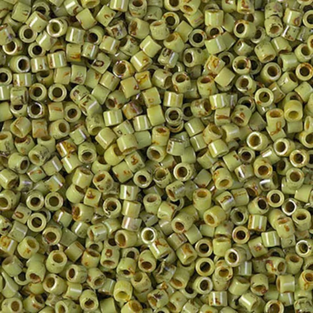 #11 Delica Seed Beads, Picasso Chartreuse Green, DB2265-TB, Approx 1440 Beads, 1 two inch tube, 7.2 grams