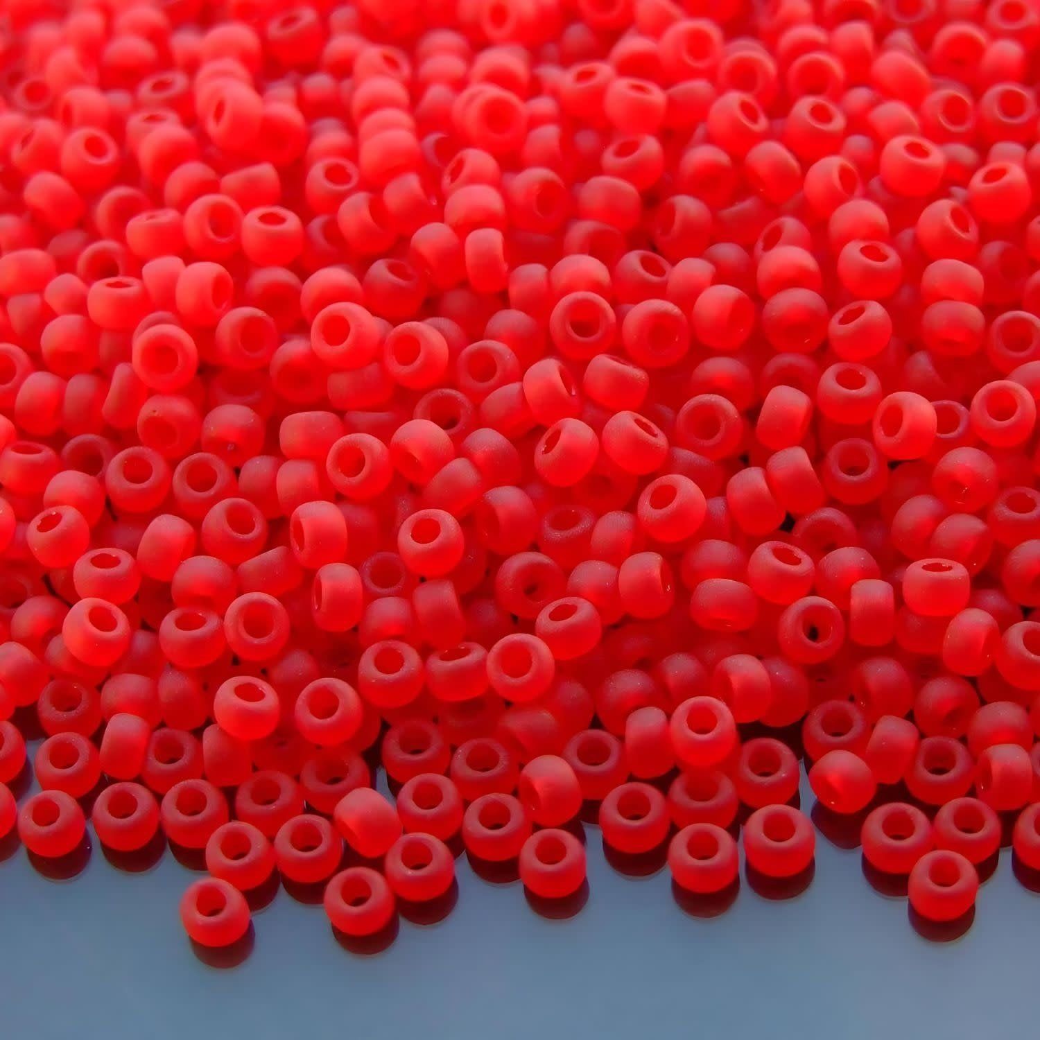 #6 Miyuki Seed Beads - Matte Transparent Red, 6-9141F-TB, Approx 240 Beads, 1 five inch tube, 20 grams