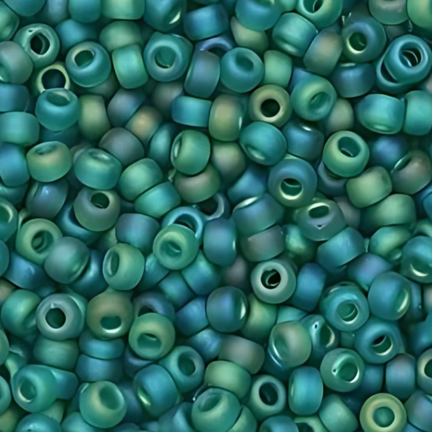#6 Miyuki Seed Beads - Matte Transparent Emerald Green Rainbow/AB, 6-9147FR-TB, Approx 240 Beads, 1 five inch tube, 20 grams