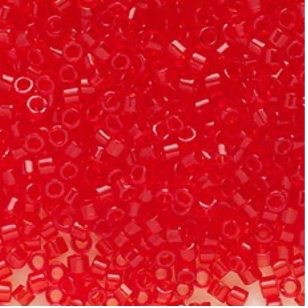 #11 Delica Seed Beads, Transparent Red Orange, DB704-TB, Approx 1440 Beads, 1 two inch tube, 7.2 grams