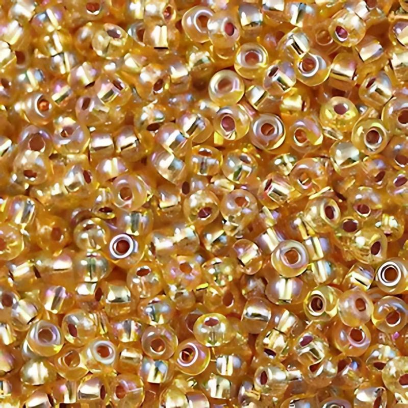 #8 Miyuki Seed Beads - Silver Lined Dark Gold Rainbow/AB, 8-91004-TB, Approx 858 Beads/22 Grams, 1 five inch tube