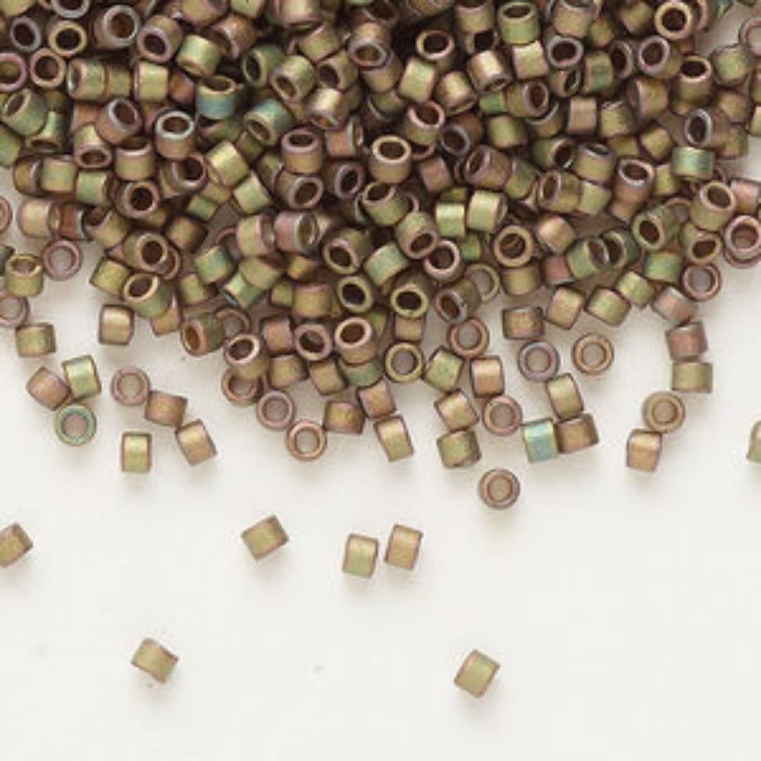 #11 Delica Seed Beads, Matte Opaque Metallic Green Pink, DB380-TB, Approx 1440 Beads, 1 two inch tube, 7.2 grams