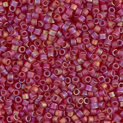 #11 Delica Seed Beads, Matte Transparent Dark Cranberry Ab/Rainbow, DB867-TB, Approx 1440 Beads, 1 two inch tube, 7.2 grams