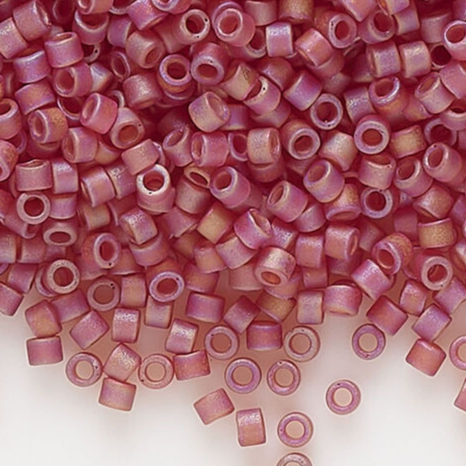 #11 Delica Seed Beads, Matte Transparent Dark Cranberry Ab/Rainbow, DB867-TB, Approx 1440 Beads, 1 two inch tube, 7.2 grams