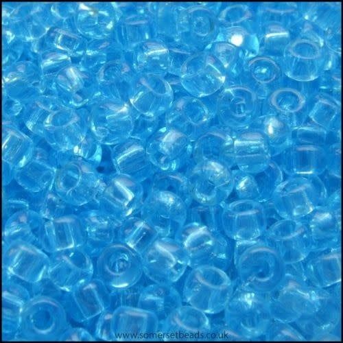 #8 Miyuki Rocailles Seed Beads - Transparent Aqua Blue, Approx 440 Beads, 10 Grams/0.35oz