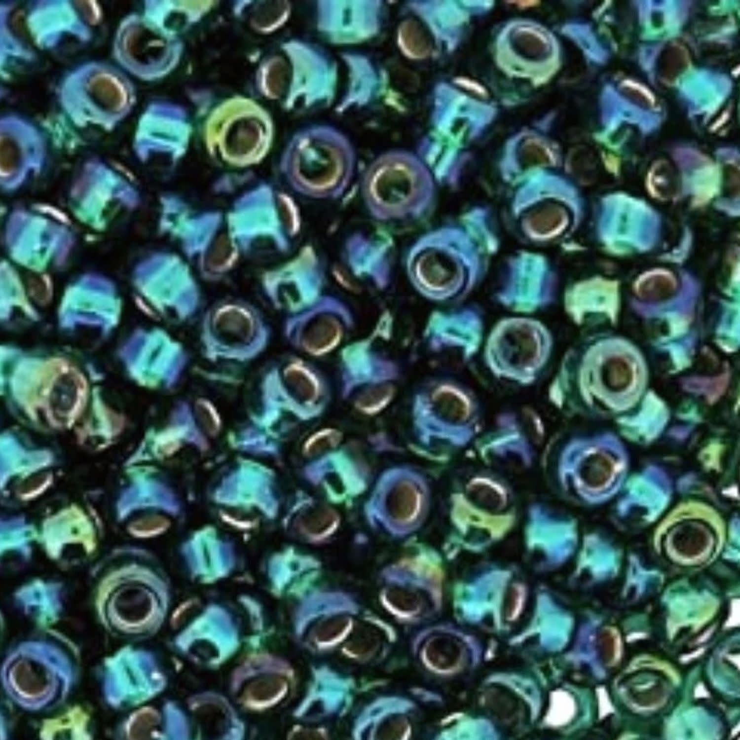 #8 Miyuki Seed Beads - Silver Lined Emerald Ab Green, 8-91017-TB, Approx 858 Beads/22 Grams, 1 five inch tube