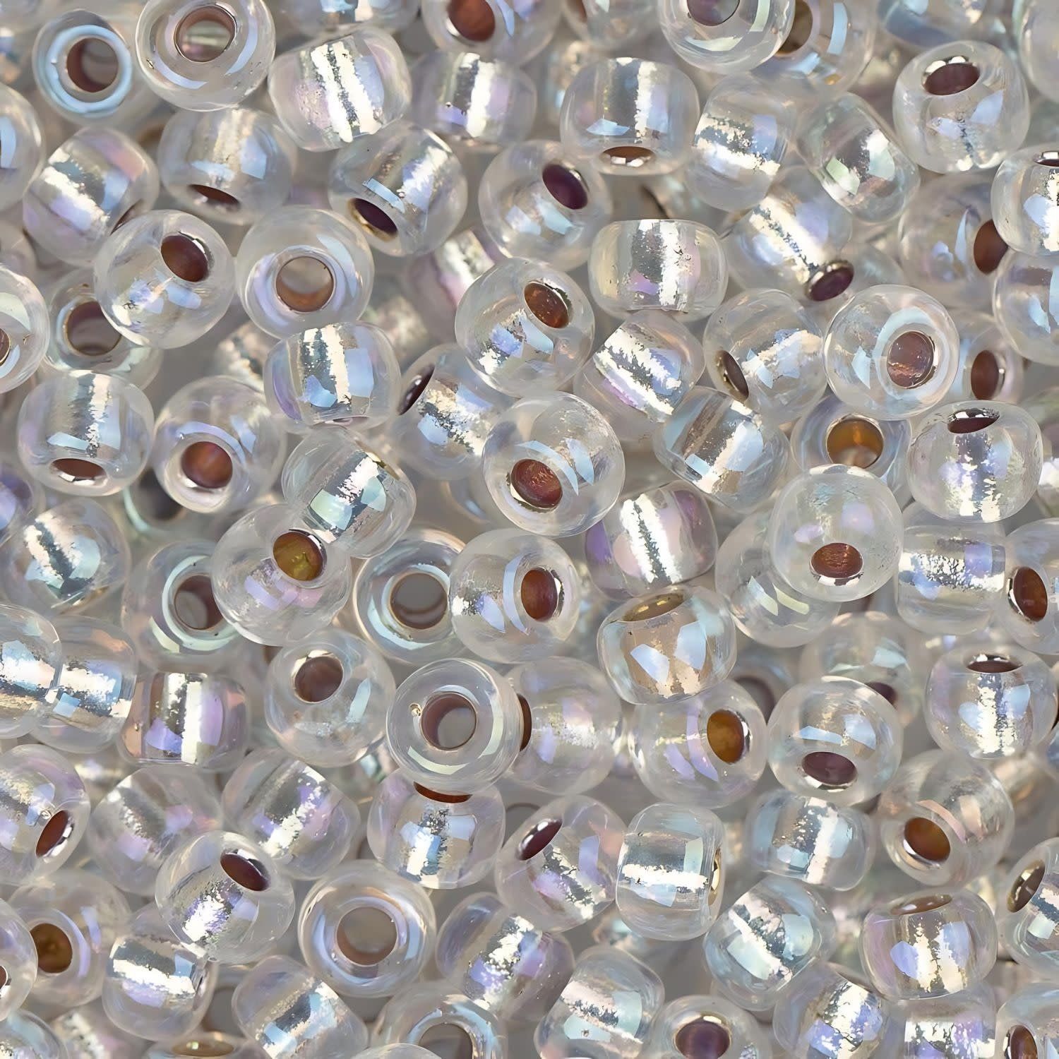 #6 Miyuki Seed Beads - Silver Lined Crystal Rainbow/AB, 6-91001-TB, Approx 240 Beads, 1 five inch tube, 20 grams