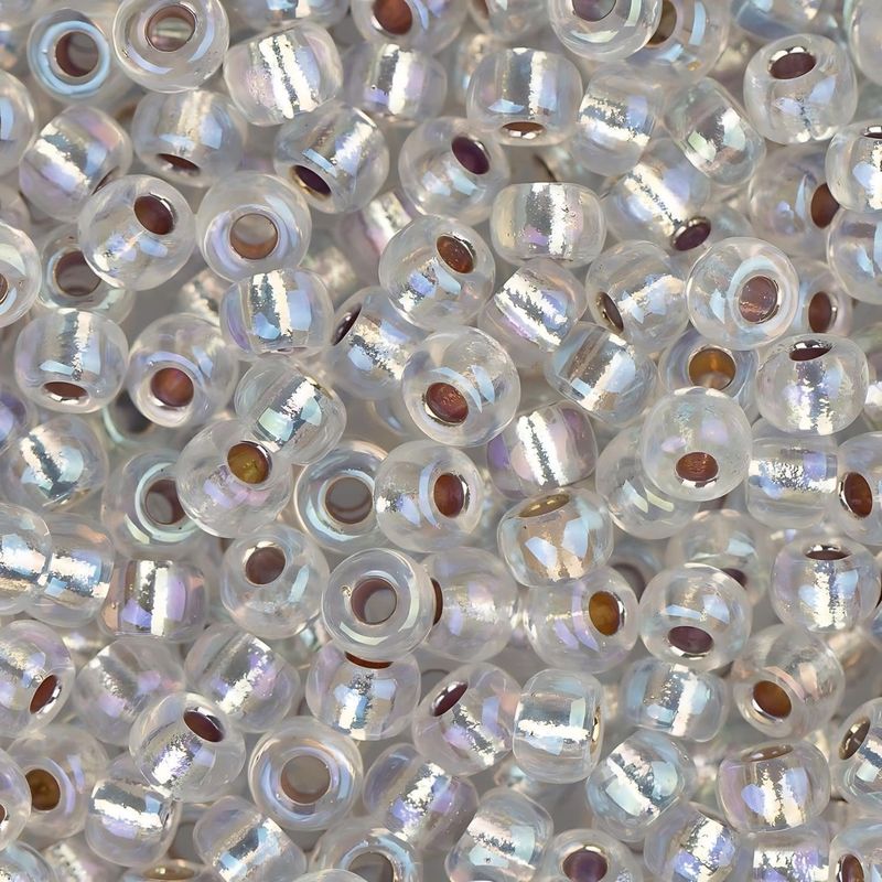 #6 Miyuki Seed Beads - Silver Lined Crystal Rainbow/AB, 6-91001-TB, Approx 240 Beads, 1 five inch tube, 20 grams