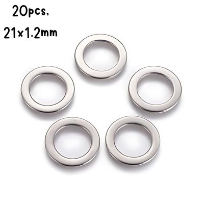 Stainless Steel Linking Rings Beads, 20pcs, 21x1.2mm, Hole 14mm, 34gms/1.20oz