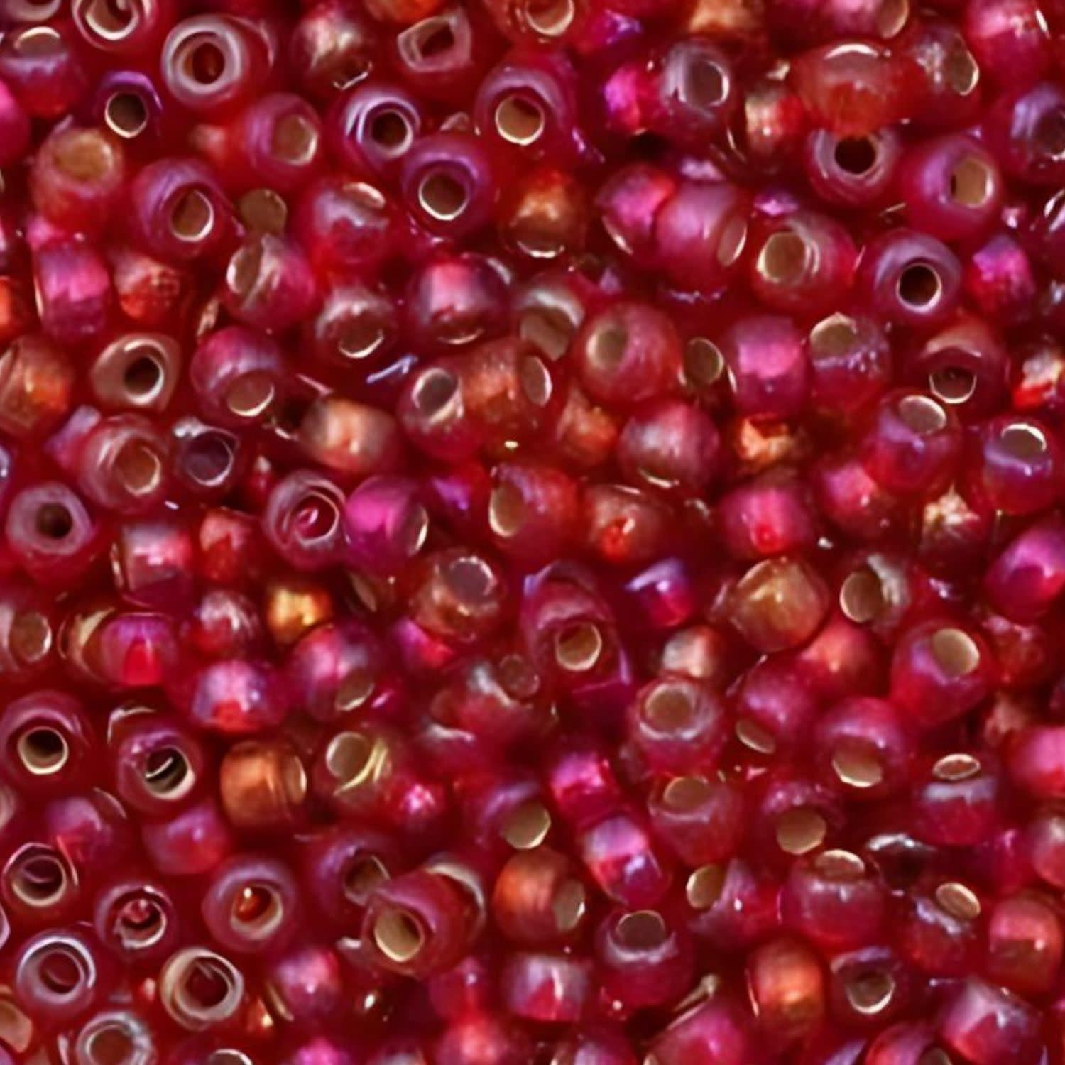 #8 Miyuki Seed Beads - Silver Lined Flame Red Rainbow/AB, 8-91010-TB, Approx 858 Beads/22 Grams, 1 five inch tube