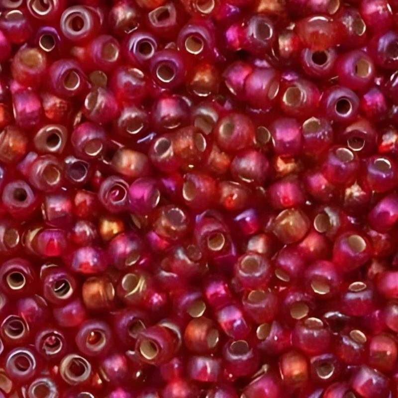 #8 Miyuki Seed Beads - Silver Lined Flame Red Rainbow/AB, 8-91010-TB, Approx 858 Beads/22 Grams, 1 five inch tube