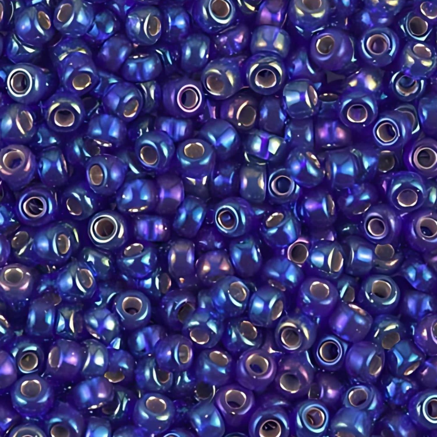 #8 Miyuki Seed Beads - Silver Lined Cobalt Blue Rainbow/AB, 8-91020-TB, Approx 858 Beads/22 Grams, 1 five inch tube