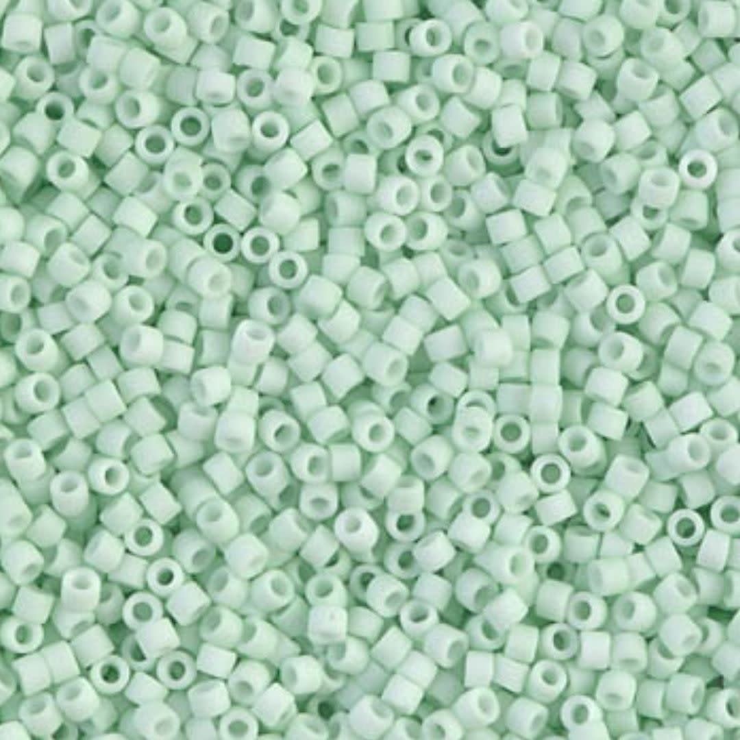 #11 Delica Seed Beads, Matte Opaque Light Mint Green, DB1516-TB, Approx 1440 Beads, 1 two inch tube, 7.2 grams