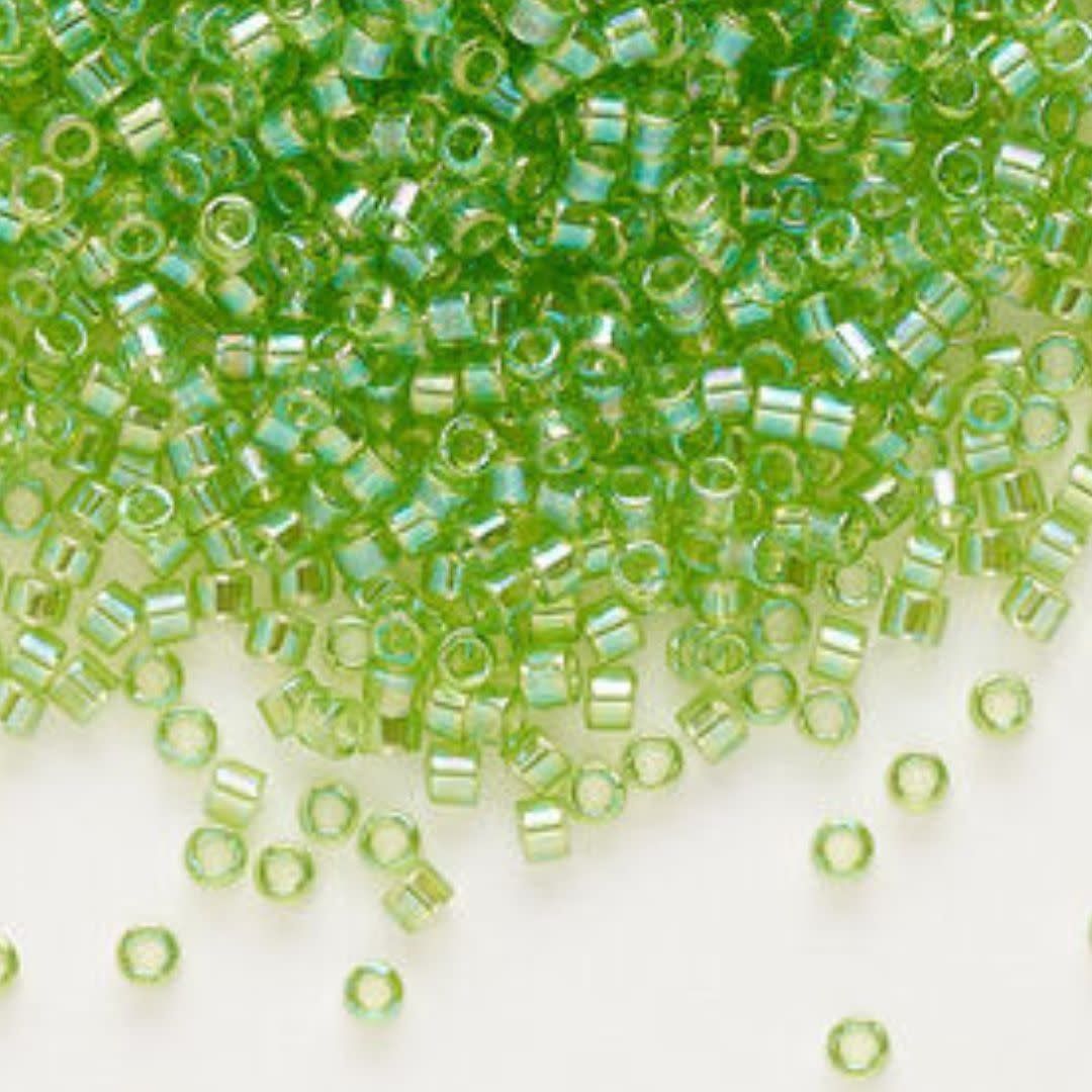 #11 Delica Seed Beads, Transparent Lime Green Ab/Rainbow, DB1246-TB, Approx 1440 Beads, 1 two inch tube, 7.2 grams