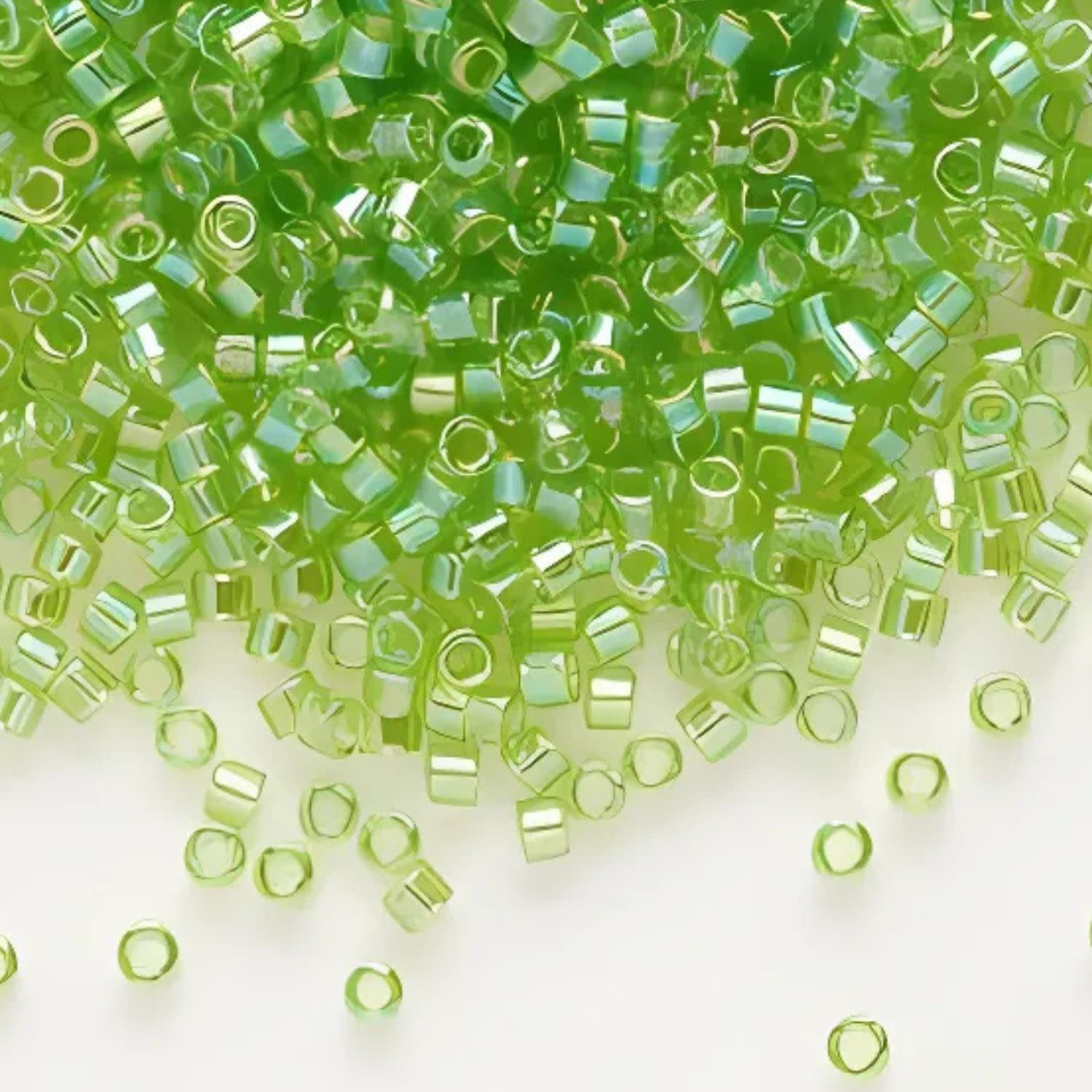 #11 Delica Seed Beads, Transparent Lime Green Ab/Rainbow, DB1246-TB, Approx 1440 Beads, 1 two inch tube, 7.2 grams