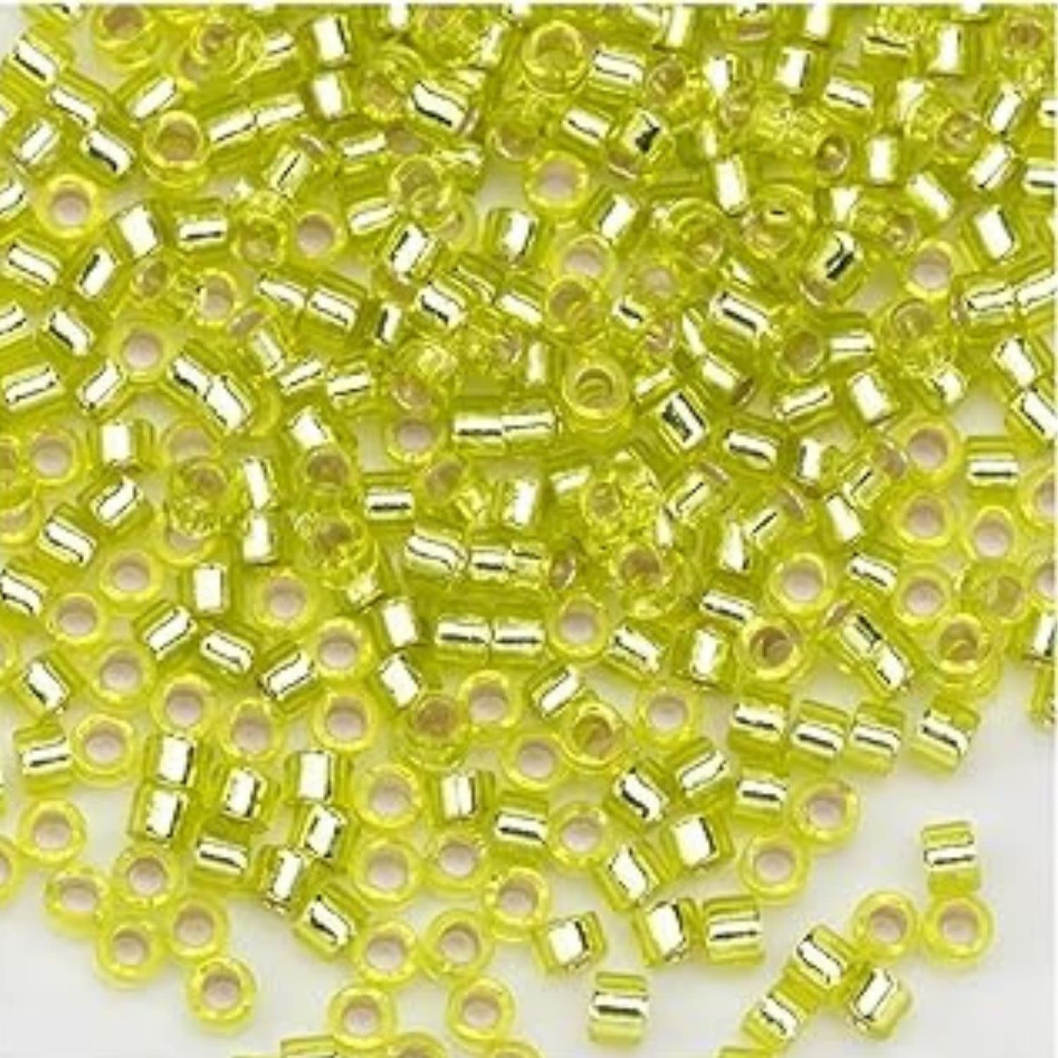 #11 Delica Seed Beads, Silver Lined Chartreuse Green, DB147-TB, Approx 1440 Beads, 1 two inch tube, 7.2 grams