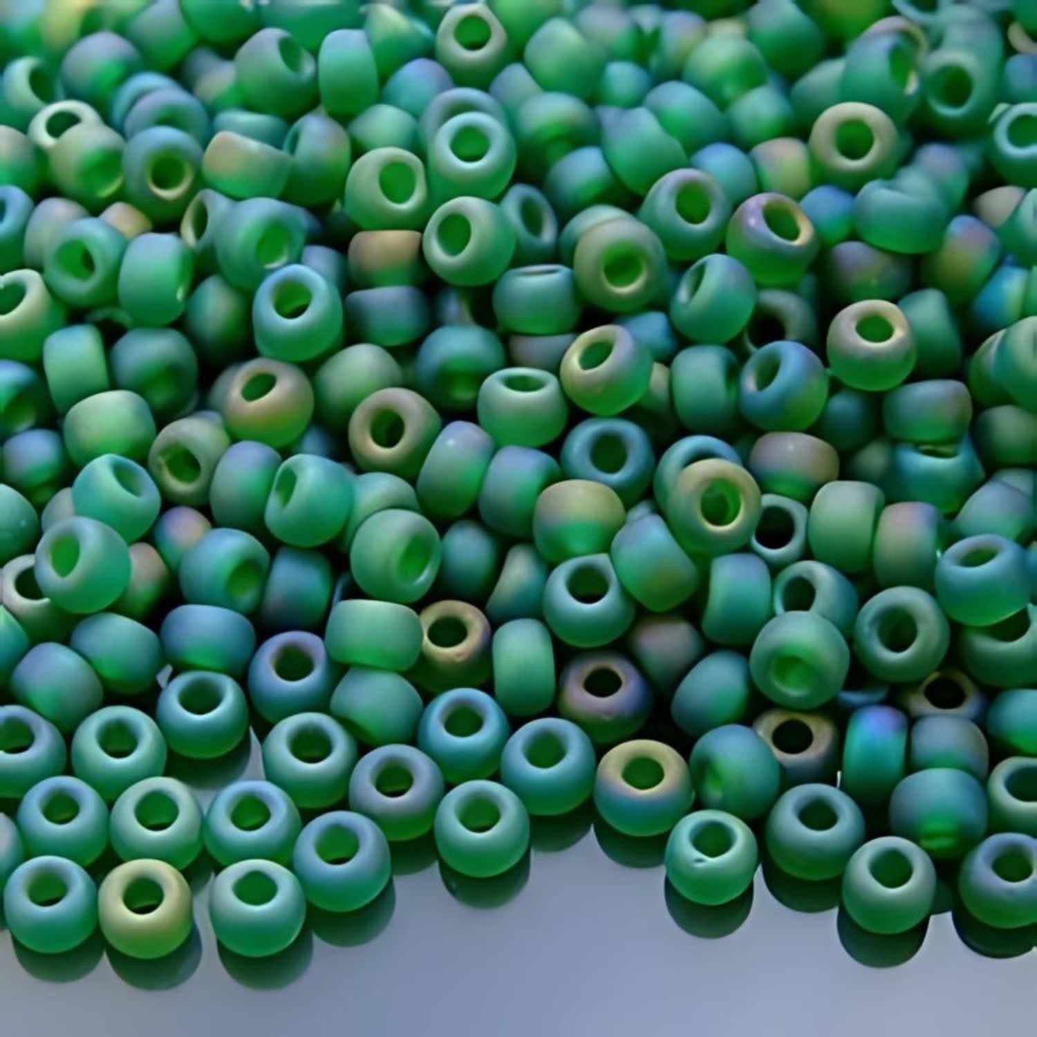 #6 Miyuki Seed Beads - Matte Transparent Green Rainbow/AB, 6-9146FR-TB, Approx 240 Beads, 1 five inch tube, 20 grams