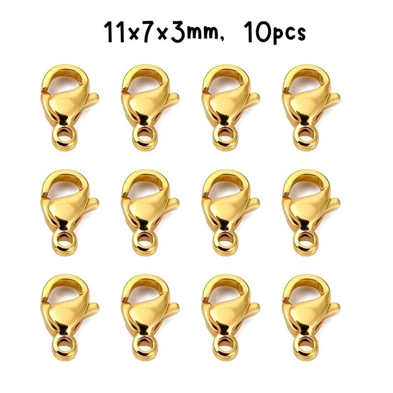 GP Stainless Steel Lobster Claw Clasps, 10pcs, 11x7x3mm, Hole 1mm, 7gms/0.25oz
