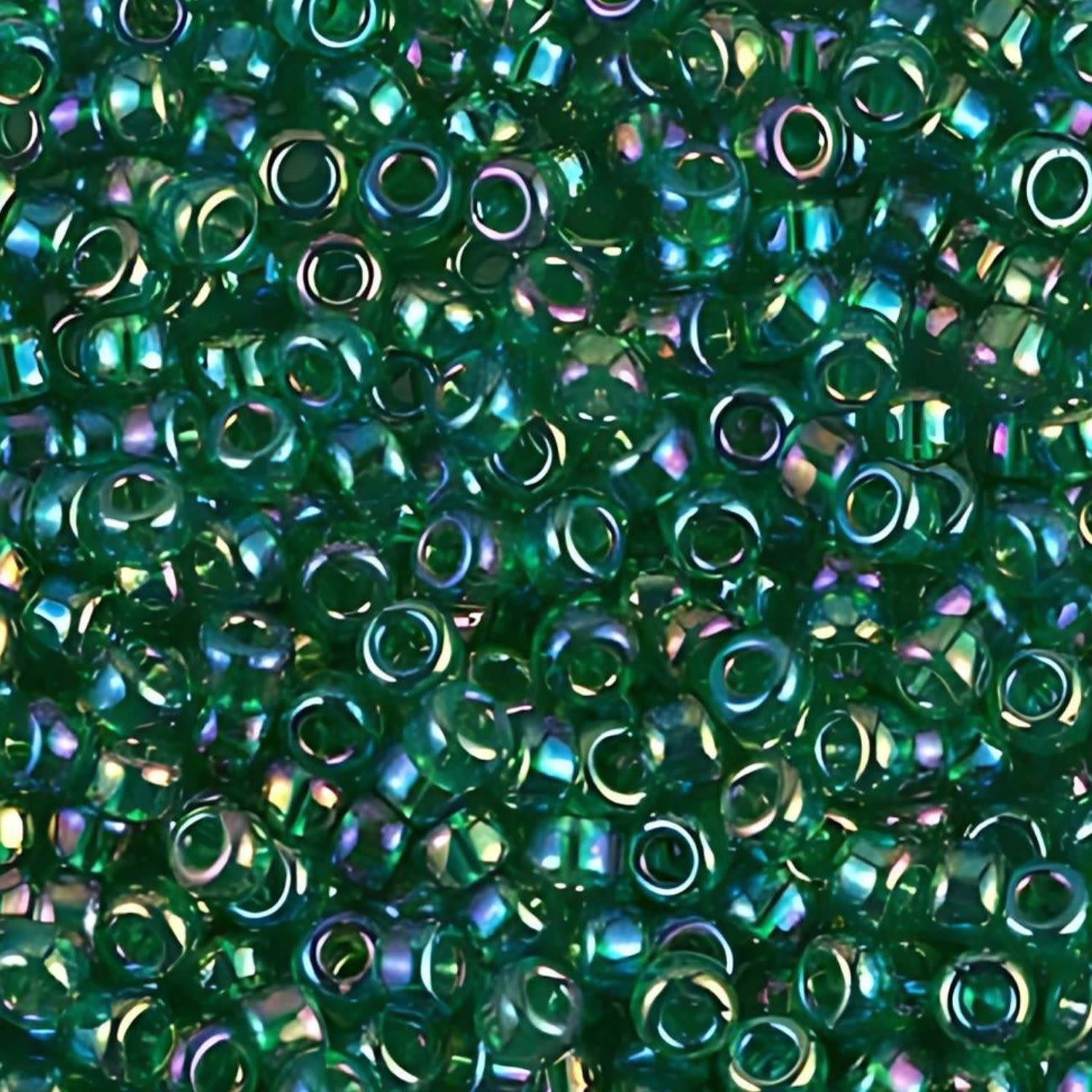 #8 Miyuki Seed Beads - Transparent Green Rainbow/AB, 8-9179-TB, Approx 858 Beads/22 Grams, 1 five inch tube