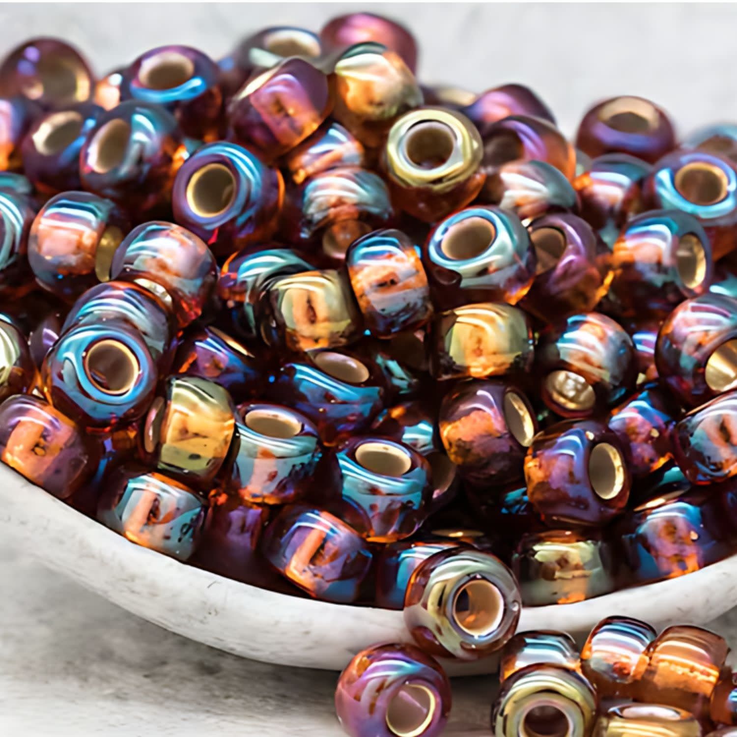 #8 Miyuki Seed Beads - Topaz Rainbow/AB, Approx 2574 Beads, 66 Grams, 8-9257-TB, Approx 858 Beads/22 Grams, 1 five inch tube
