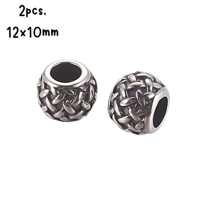 Stainless Steel Weave Beads, 2pcs, 12x10mm, Hole 4.5mm, 10gms/0.35oz
