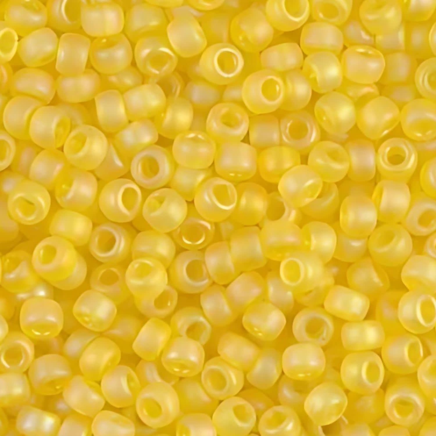 #11 Miyuki Seed Beads - Matte Transparent Yellow Ab, 11-9136Fr-TB, Approx 24 Grams, 1 five inch tube