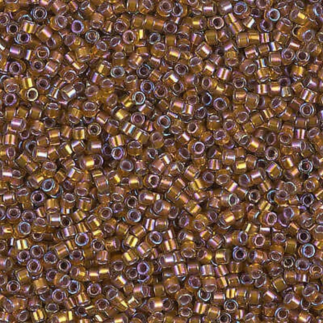 #11 Delica Seed Beads, Silver Lined Glazed Dark Saffron Ab/Rainbow, Db1691-Tb, Approx 1440 Beads, 1 two inch tube, 7.2 grams