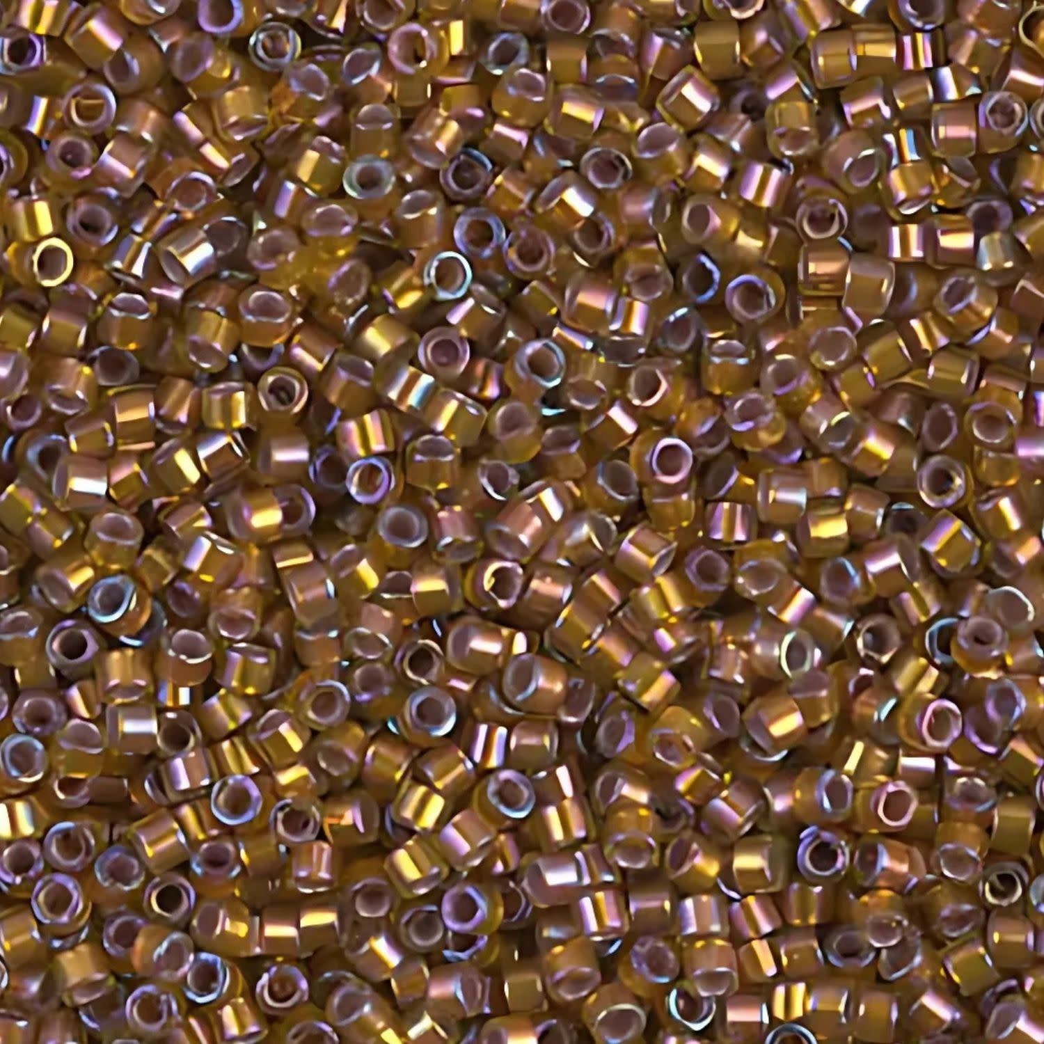 #11 Delica Seed Beads, Silver Lined Glazed Dark Saffron Ab/Rainbow, Db1691-Tb, Approx 1440 Beads, 1 two inch tube, 7.2 grams