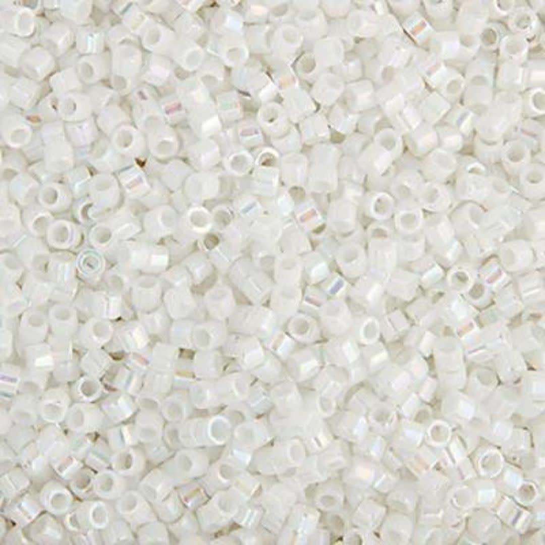 #11 Delica Seed Beads, Opaque Luster Pearl White, DB201-TB, Approx 1440 Beads, 1 two inch tube, 7.2 grams