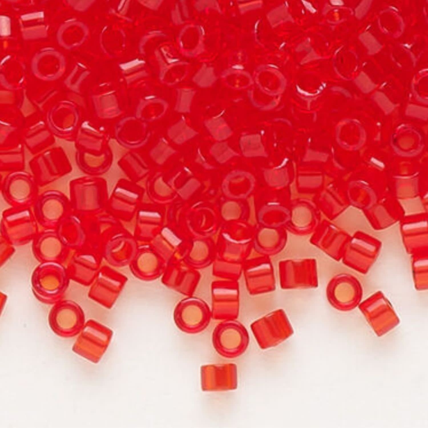 #11 Delica Seed Beads, Transparent Red Orange, DB704-TB, Approx 1440 Beads, 1 two inch tube, 7.2 grams