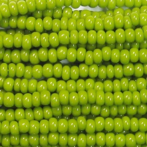 #6 Czech Seed Beads, Opaque Olive Green, 6 Strands, Approx 1090 Beads, 4x3.5mm, 74gms/2.61oz