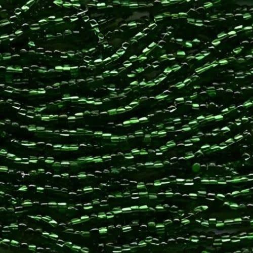 #8 Czech Seed Beads, Silver Lined Green, 6 Strands, Approx 1330 beads, 3x2.5mm, 37gms/1.31oz
