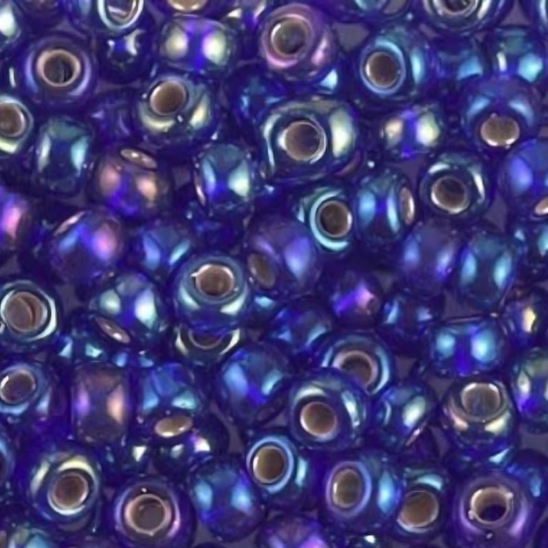 #6 Miyuki Seed Beads - Silver Lined Cobalt Rainbow/AB, 6-91020-TB, Approx 240 Beads, 1 five inch tube, 20 grams