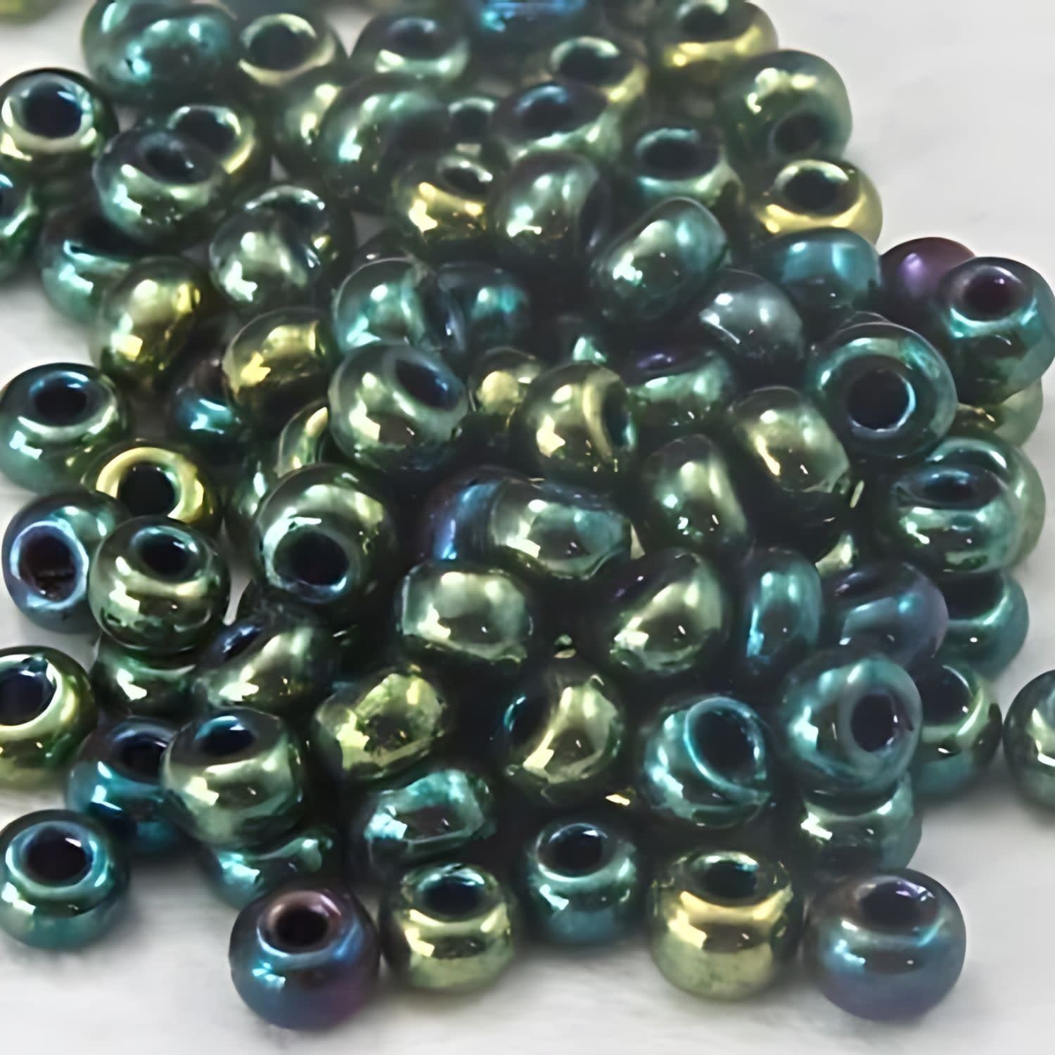 #8 Miyuki Seed Beads - Metallic Green Iris, 8-9468-TB, Approx 858 Beads/22 Grams, 1 five inch tube