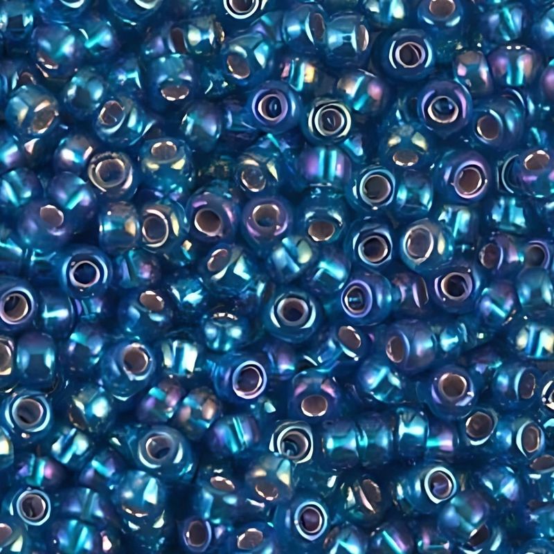 #6 Miyuki Seed Beads - Silver Lined Capri Blue Rainbow/AB, 6-91025-TB, Approx 240 Beads, 1 five inch tube, 20 grams