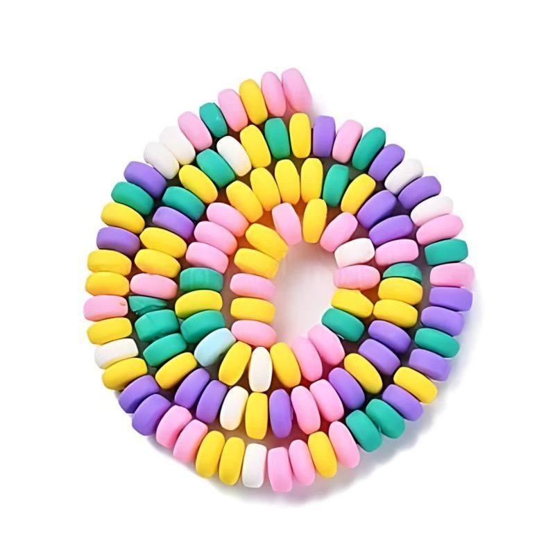6x3mm Rondelles, Pastel Tones, 113-116pcs, 17&quot; Strand, Hole 1.5mm, Polymer Clay Beads, 20gms/0.71oz