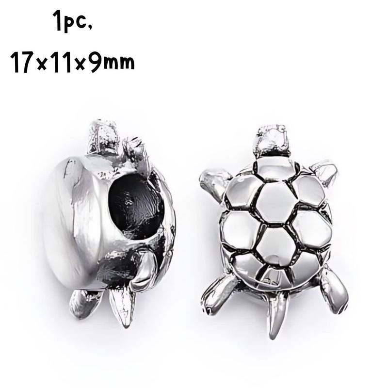 Stainless Steel Turtle Beads, 1pc, 17x11x9mm, Hole 5mm, 4gms/0.14oz