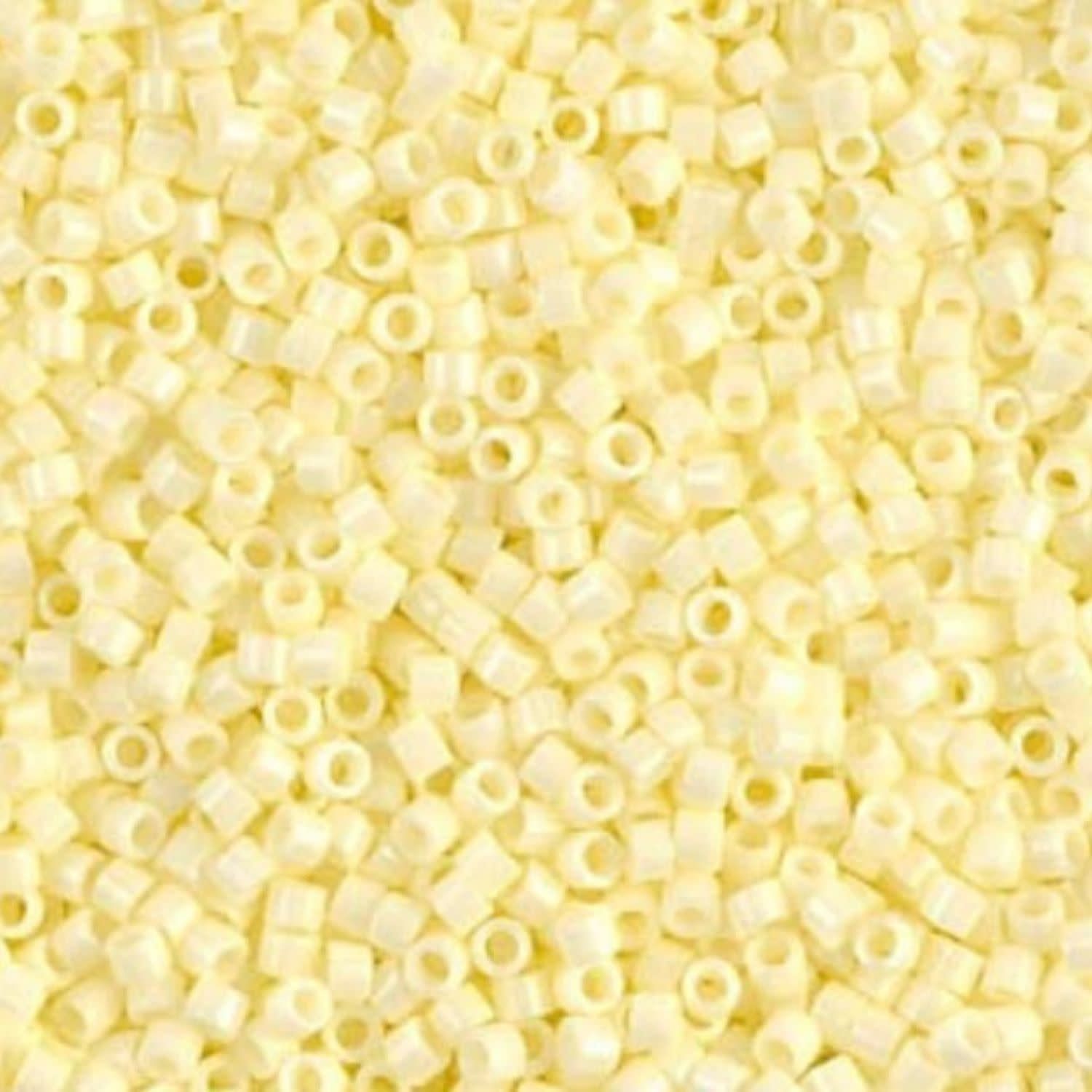 #11 Delica Seed Beads, Matte Opaque Pale Yellow Ab/Rainbow, DB1521-TB, Approx 1440 Beads, 1 two inch tube, 7.2 grams