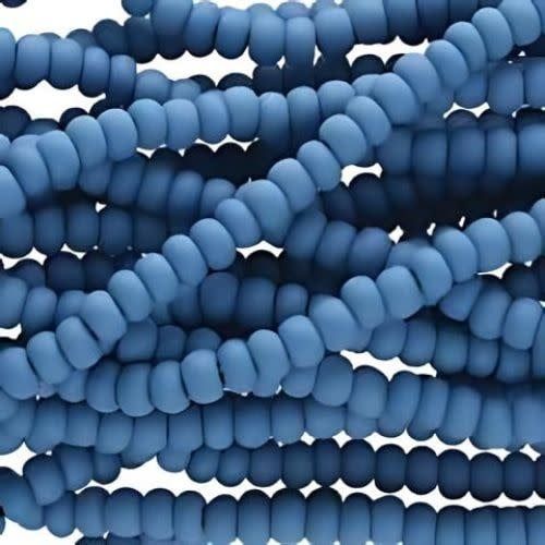 #6 Czech Seed Beads, Matte Opaque Denim, 6 Strands, Approx 1090 Beads, 4x3.5mm, 74gms/2.61oz