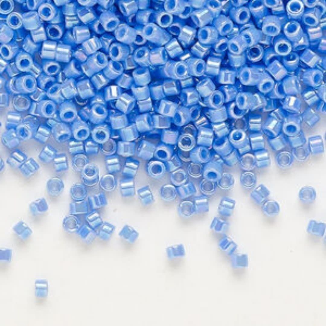 #11 Delica Seed Beads, Opaque Medium Blue Ab/Rainbow, DB167-TB, Approx 1440 Beads, 1 two inch tube, 7.2 grams
