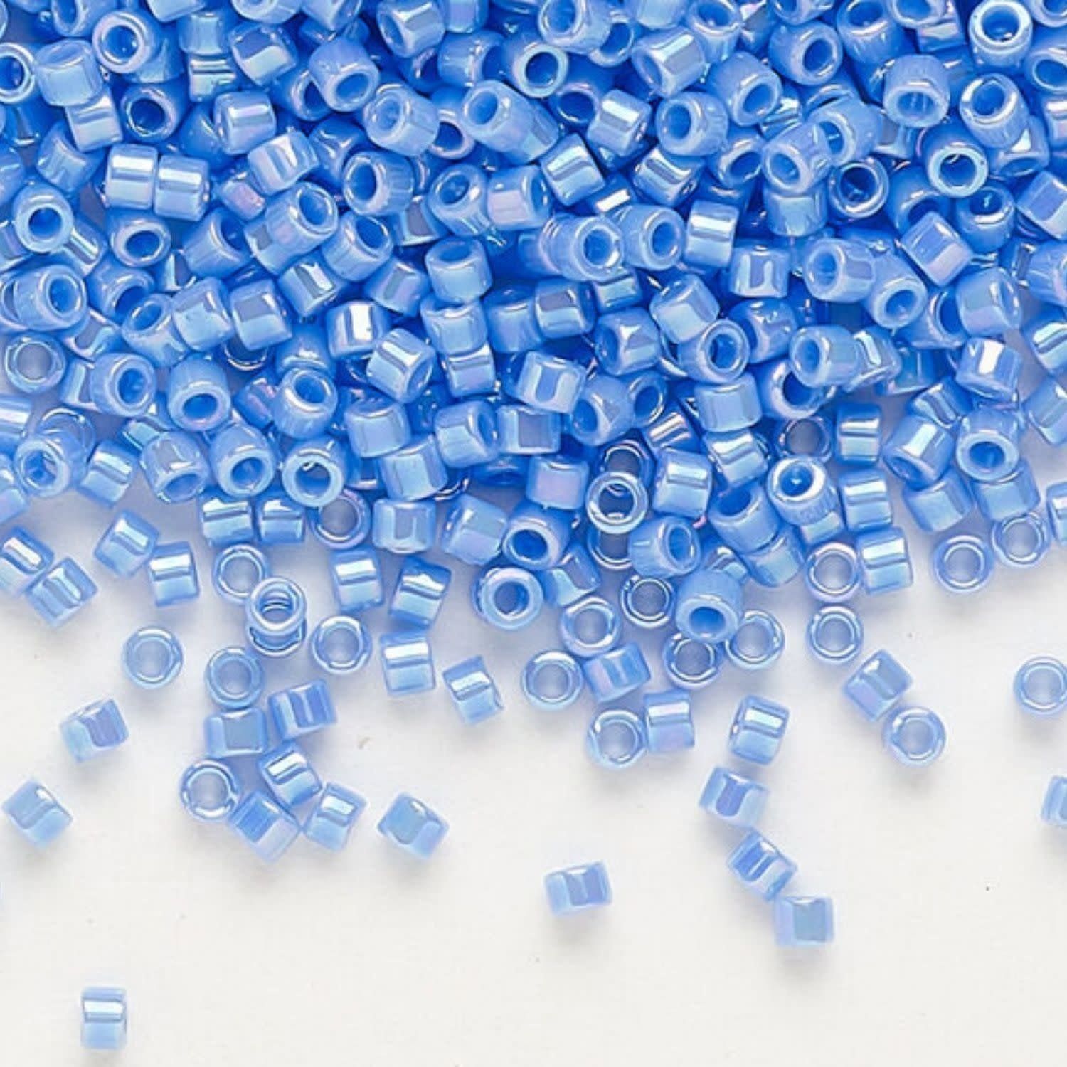 #11 Delica Seed Beads, Opaque Medium Blue Ab/Rainbow, DB167-TB, Approx 1440 Beads, 1 two inch tube, 7.2 grams