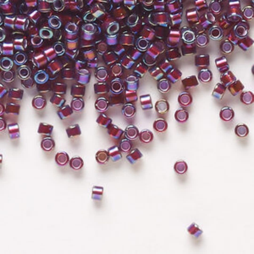 #11 Delica Seed Beads, Silver Lined Glazed Dark Cranberry  Ab/Rainbow, DB1694-TB, Approx 1440 Beads, 1 two inch tube, 7.2 grams
