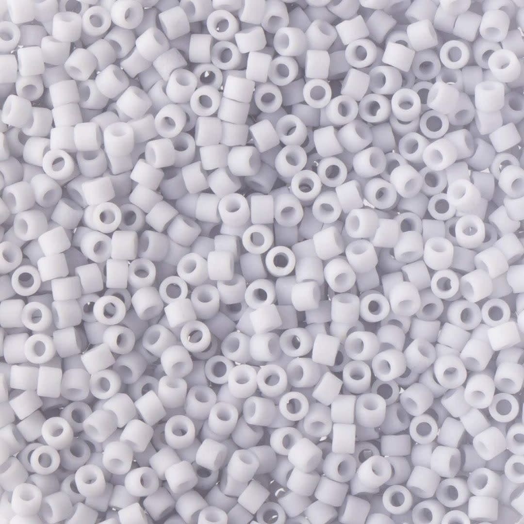 #11 Delica Seed Beads, Matte Opaque Light Grey, DB357-TB, Approx 1440 Beads, 1 two inch tube, 7.2 grams