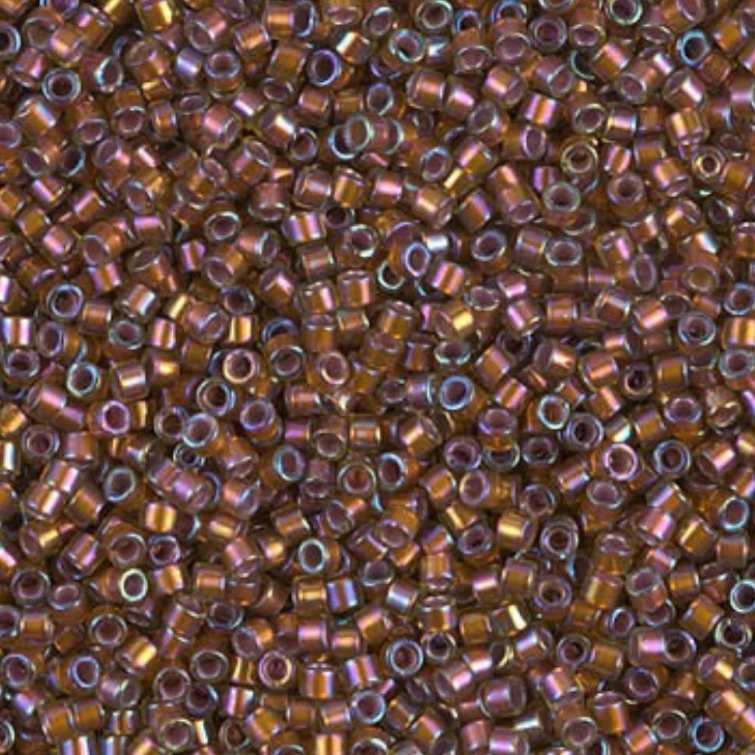 #11 Delica Seed Beads, Silver Lined Glazed Dark Honey Ab/Rainbow, DB1692-TB, Approx 1440 Beads, 1 two inch tube, 7.2 grams